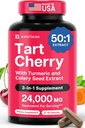 3 in 1 Estratto di ciliegie di Tart con semi di curcuma e di celeria per i piedi & supporto comune Uric Acid Flush Cleanse & Purge Pills, 60 capsule di verdure prodotte negli Stati Uniti