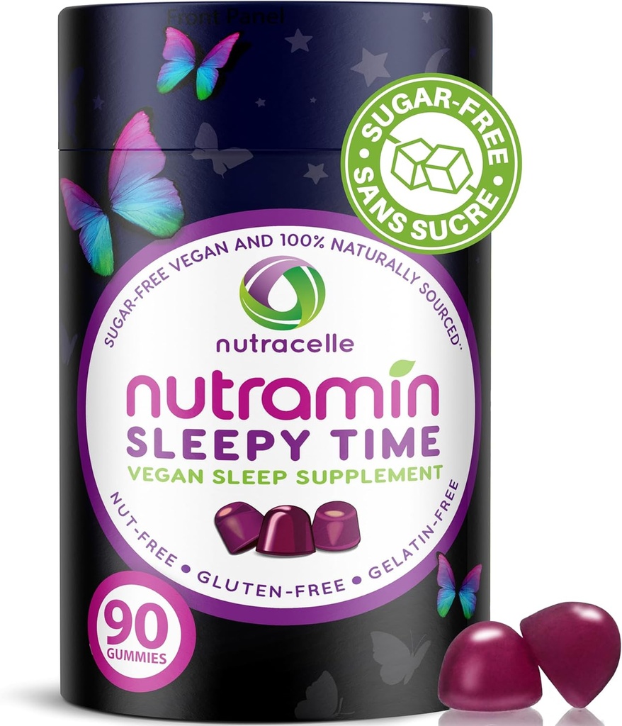 Nutramin Sleepy Time Gummy: The Vegan, Sugar-Free, Natural Melatonin 5mg per il sonno più profondo - No Next-Day Grogginess, Non-Habit Forming Delicious & Drug-Free Allergy-Safe Herbal Sleep Gummies