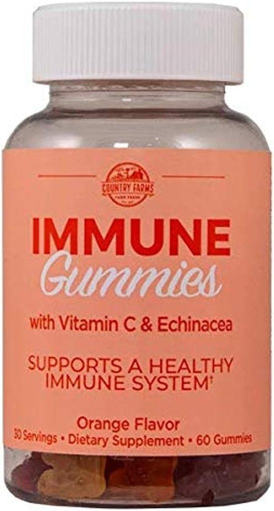 Immune Gummies con Vitamina C & Echinacea, Supporta il sistema immunitario sano, ricco di antiossidanti, Delicious Orange Flavor, 60 Conte, 30 Serve