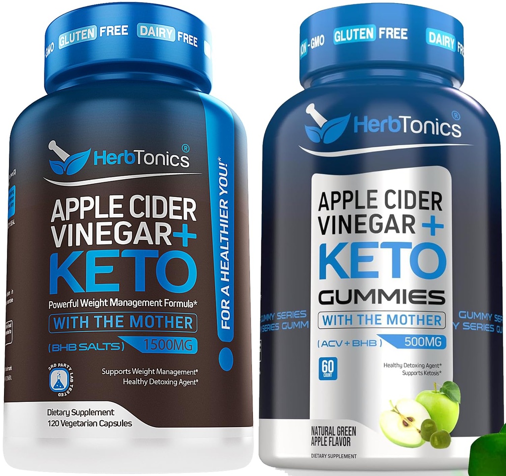 Estratto di Aceto di Sidro di Mele con Keto BHB - Supporta Digestione, Detox e Metabolismo per Donne e Uomini, Senza Zucchero, Formula Keto.
