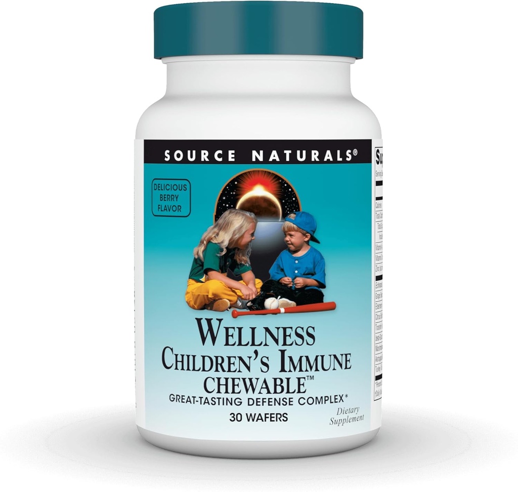 Fonte Naturals Benessere Bambini Immune Chewable, Great-Tasting Defense Complex, Raspberry Flavored* - 30 Wafers