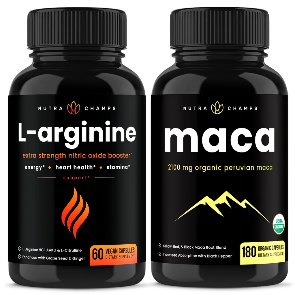 NutraChamps L-Arginina Capsule e Maca Capsule 2 Pack Bundle