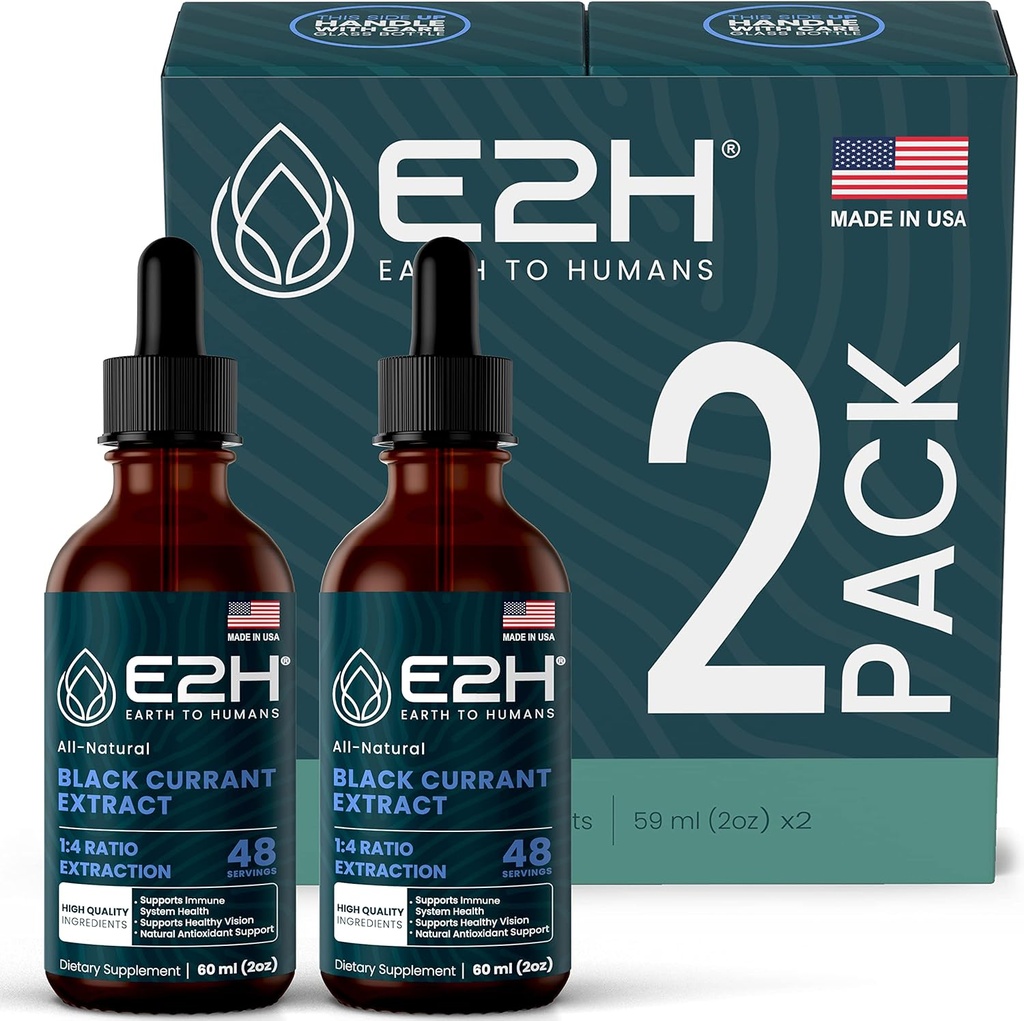 Estratto di ribes nero naturale di E2H, semi di ribes nero pressato a freddo - salute del sistema immunitario - liquido assorbente veloce (2 bottiglie)