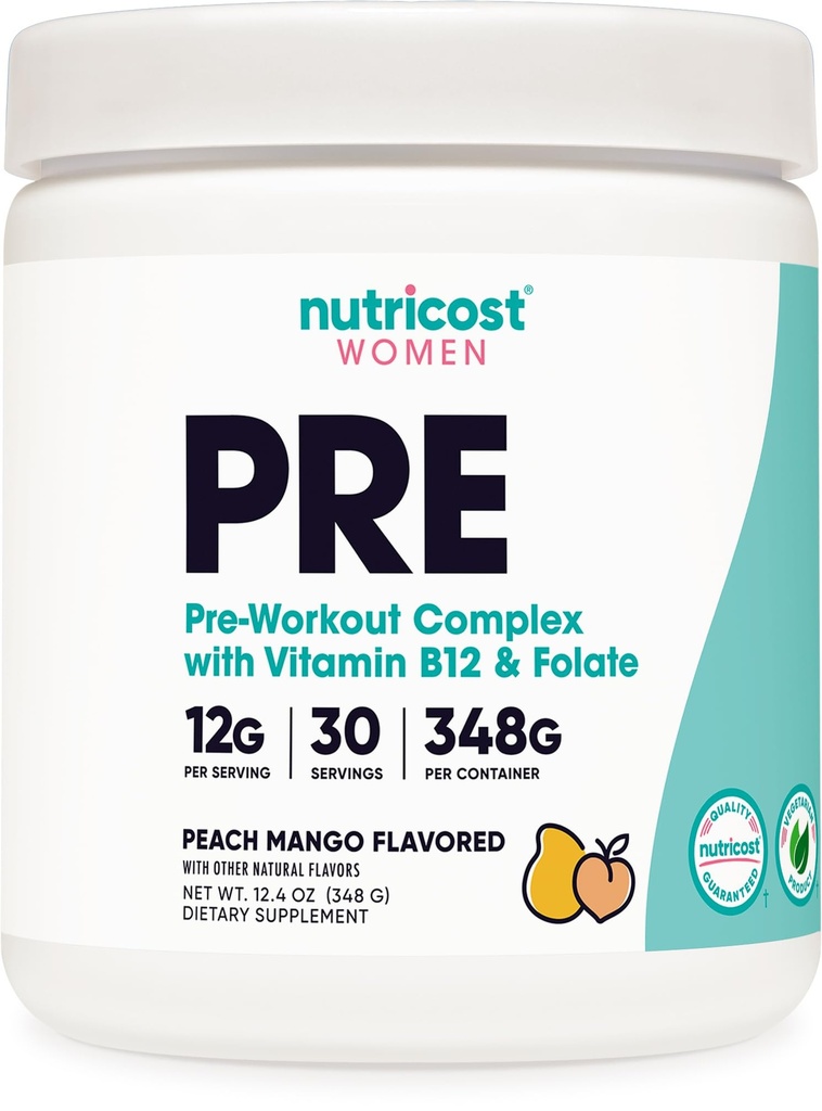 Polvere pre-allenamento Nutricost per le donne, Peach Mango, 30 Serve
