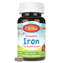 Carlson - Ferro masticabile per bambini, 15 mg, Assorbimento superiore, Sanità del sangue, Produzione energetica e benessere ottimale, Natural Strawberry Flavor, 60 compresse