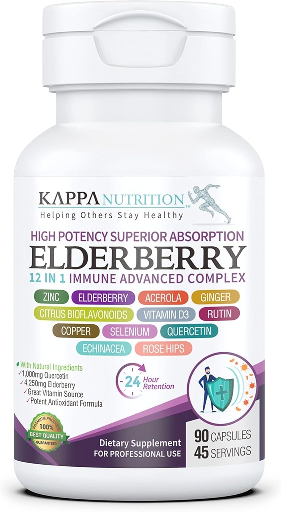 KAPPA NUTRITION Elderberry / 12 in 1 Complesso Avanzato (90 capsule).