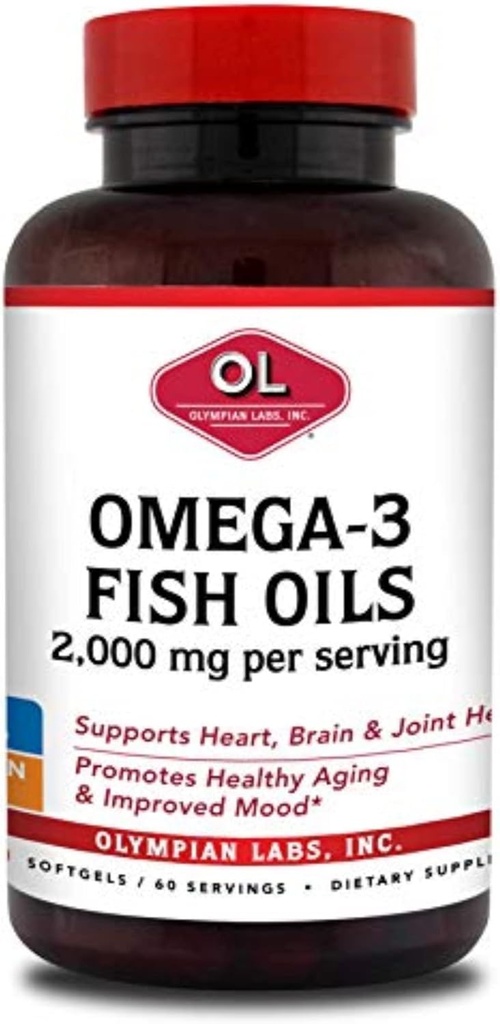 Olimpici Labs Omega-3 Fish Oils, 2000mg per Serving - Aiuta a sostenere la salute del cervello e del cuore, 120 Conte, (73)