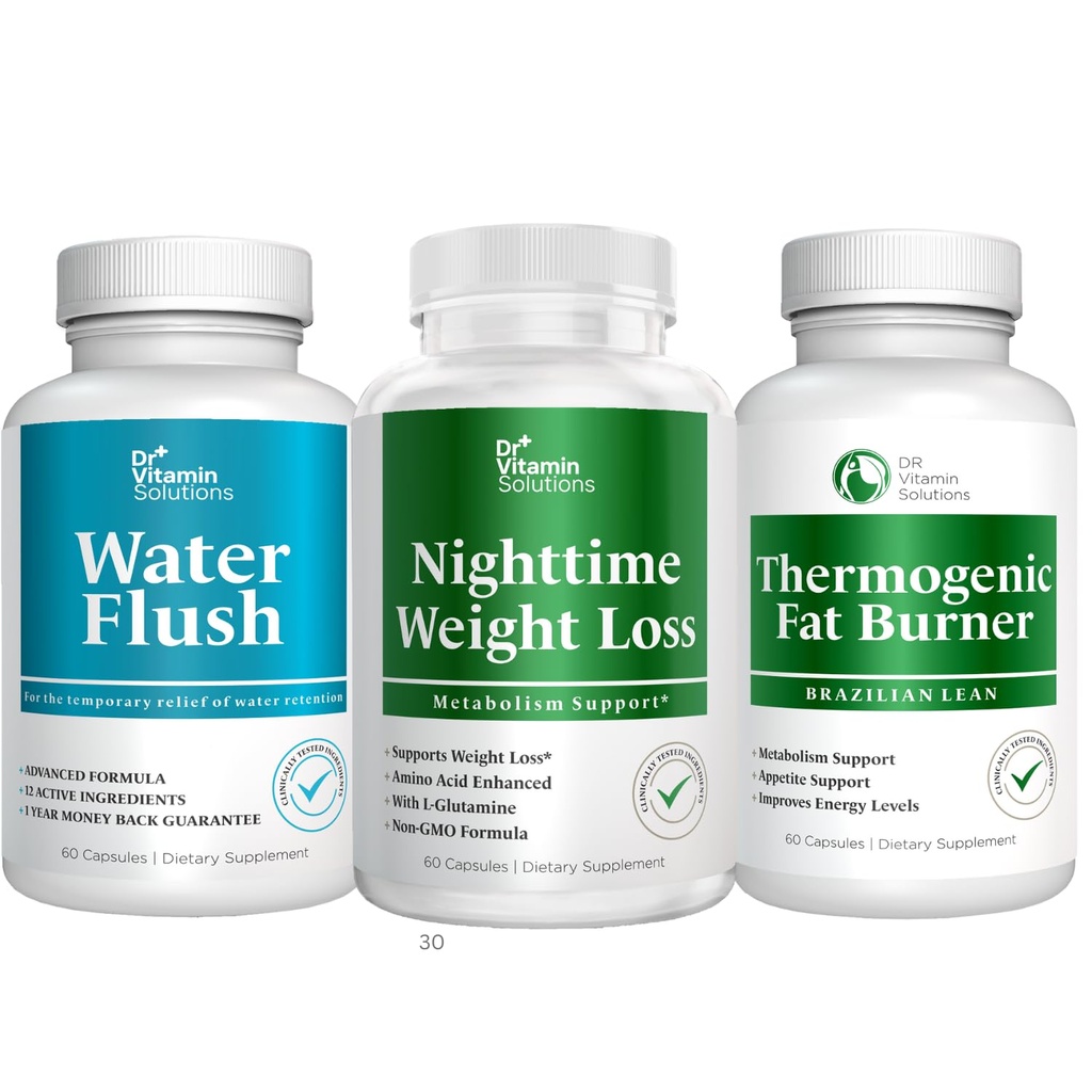 DR VITAMINA SOLUZIONI Bruciatore grasso di notte, perdita di peso termogenica e pillole dell'acqua diuretica - Metabolismo e Water Retention Pills per le donne e gli uomini 180 cappucci