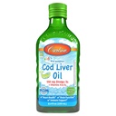 Carlson - Olio di fegato di cod del bambino, 550 mg Omega-3s, più vitamine A e D3, olio di pesce liquido, Wild Caught Norvegese Arctic Cod, Sustainably Sourced Nordic Fish Oil, Green Apple, 250 mL (8.4 Fl Oz)