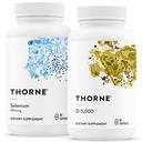 THORNE - Antiossidante & Benessere Bundle - Selenium & Vitamina D-5000 - Supporta la salute tiroidea e la funzione immunitaria - 60 Serve