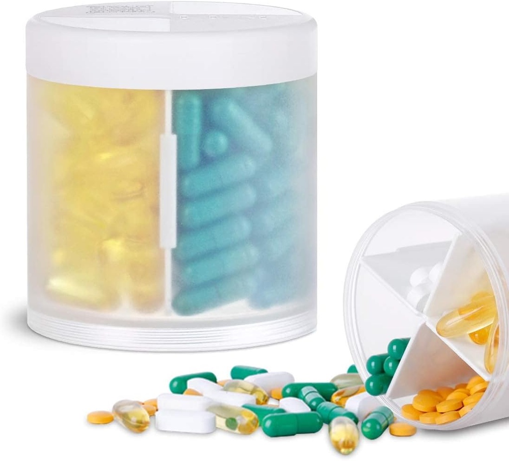 Extra Large Supplement Organizer con 4 scomparti Dispenser Pillola facile aperto Mensile Medicina Vitamine Organizzatori Pillole di stoccaggio Bottiglie,Trasparente