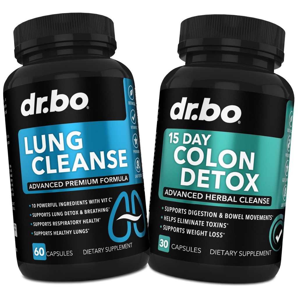 Lung Cleanse & Colon Detox - Formule a base di erbe per sostenere la salute respiratoria e movimenti di tasselli