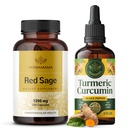 HERBAMAMA Red Sage and Turmeric Kit - Bundle di 1200 mg Red Sage Dan Shen Capsules & Curcumin Curcumin Gocce 2 fl oz - Vegan, Non-GMO, Sugar & Alcohol-Free - 2 Pack