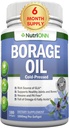 Olio di Borage - 1000 mg - 180 Softgels - Olio di semi di semi di borraggio ad alta pressione GLA - Hexane e PA Free - Grande per pelle, capelli e ossa.