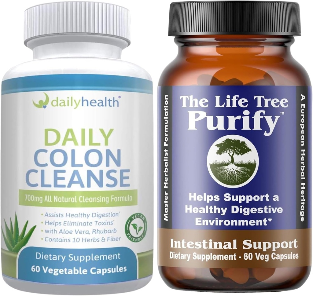 Albero di vita Purifichi il supporto intestinale Plus Daily Colon Cleanse Detoxify Kit 120 capsule - Lactobacillus acidophillus - erbe naturali per la salute digestiva