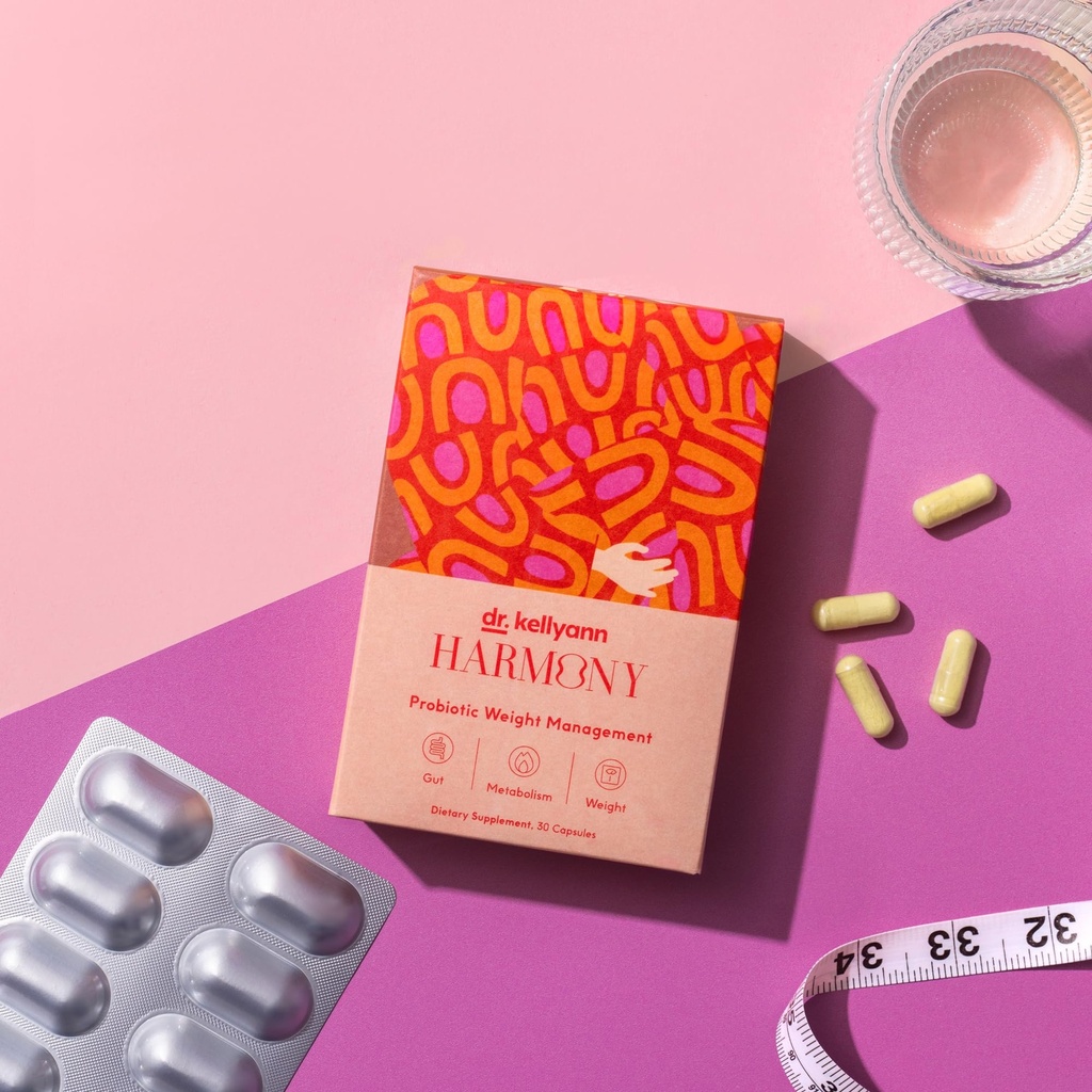Dr. Kellyann Harmony Probiotic gestione del peso (30 capsule) Prebiotico e Probiotico per sostenere la gestione del peso e promuovere la salute ottimale del fegato