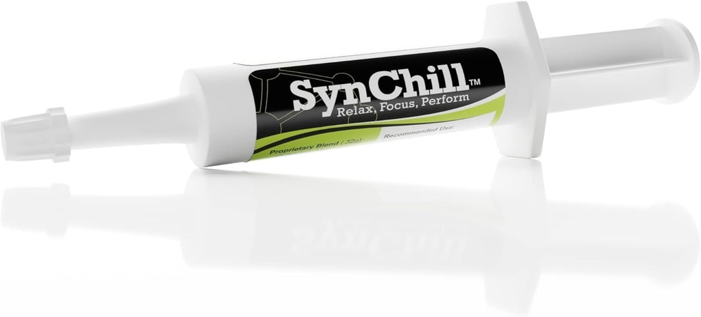 SynChill Oral Horse Calming Gel, 100% Natural & Nutritional Supplement, Lab Proven Results, Progettato per Focus & Performance, approvato da Olympic Professionals & Veterinarians, Made in USA - 1 Pack