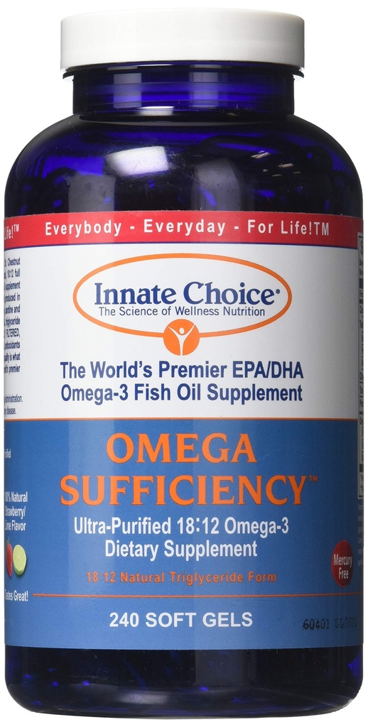 Fish Oil Capsules, Omega Sufficiency by Innate Choice, Strawberry Lime 240 capsule