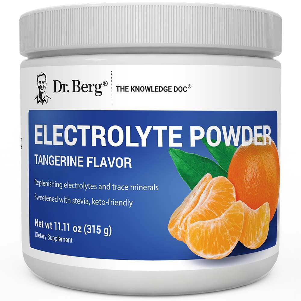 Dr. Berg Zero Zucchero Hydration Keto Electrolyte Powder - Aumentato w/ 1000 mg di Potassium & Real Pink Himalayan Salt (NOT Table Salt) - Tangerine Flavor Hydration Drink Mix Supplement - 50 Serve