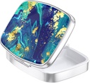 Nipichsha Pill Box, Small Pill Case for Purse & Pocket, Cute Travel Medicine Organizer, Portable Medicine Container Holder to Holding Vitamins, Medication, Fish Oil & Supplement, Ocean Teal Marble