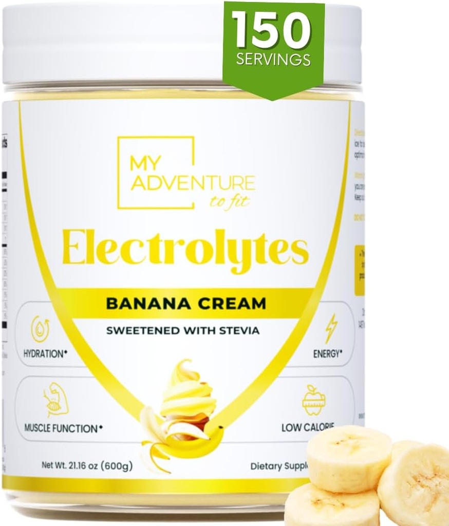 Zucchero Zero - Polvere di elettroliti della crema di banana - Idratazione rinfrescante - Caffeina Energia libera con tutti gli ingredienti naturali - Vegan Keto & Paleo - Miscela di bevanda della polvere di elettroliti senza zucchero - 150 Serve