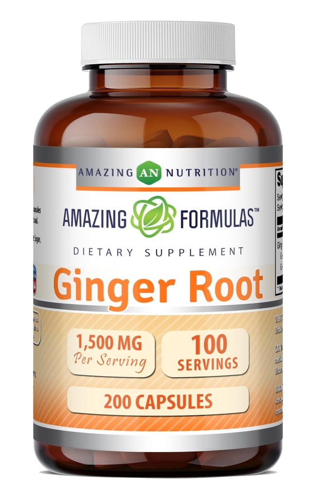 Incredibile Formulas Ginger Root 4:1 Supplemento | 1500 Mg Per Serving | 200 Capsule Supplemento | Non-GMO | Gluten Free | Made in USA
