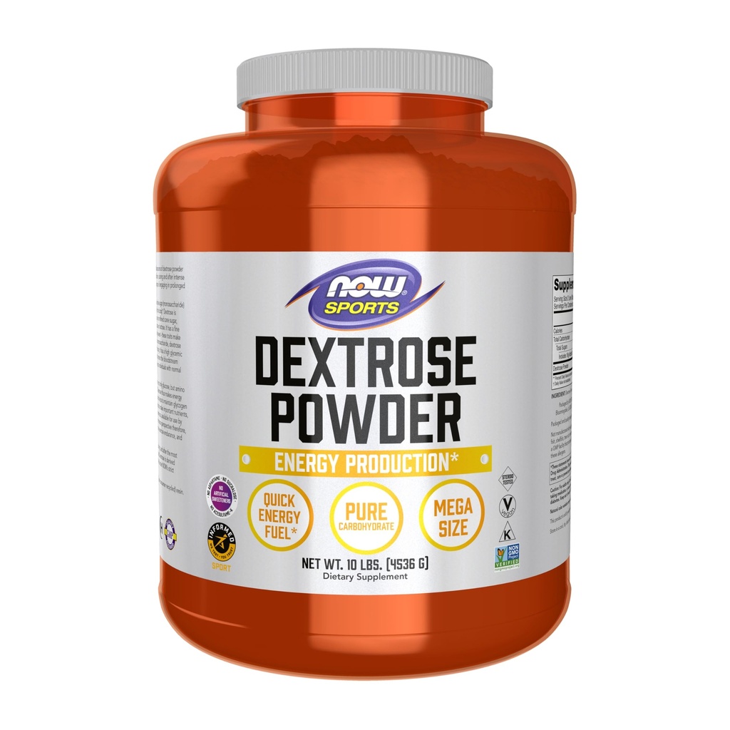 NOW Alimenti Nutrizione sportiva, Polvere di Dextrose (Monosaccharide), Produzione di energia*, 10-Pound