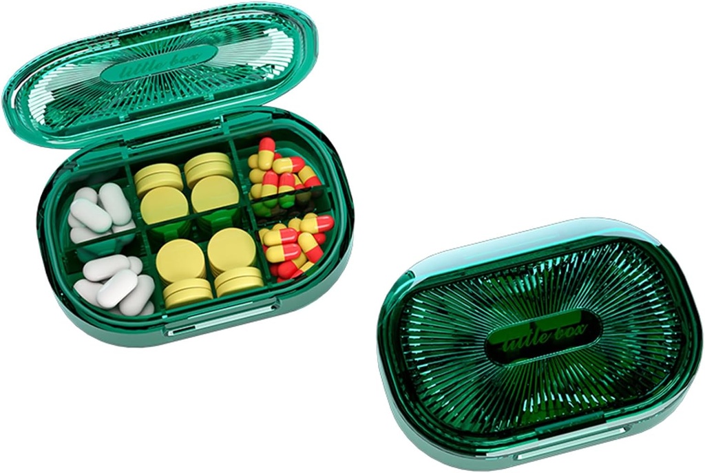 Piccola scatola di pillole, Moisture Proof Pill Case, Organizzatore di pillole di viaggio per borsa da tasca, Vitamina di medicina portatile quotidiana, Olio di pesce, Supplemento (Green)