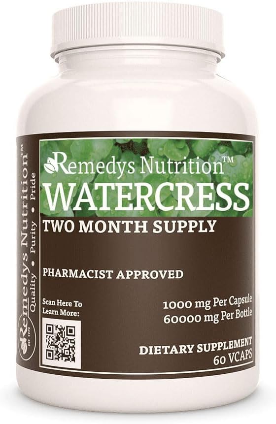 Nutrizione di Remedy Watercress | 1.000 mg, 60 capsule vegane supplemento dietetico | due mesi di alimentazione