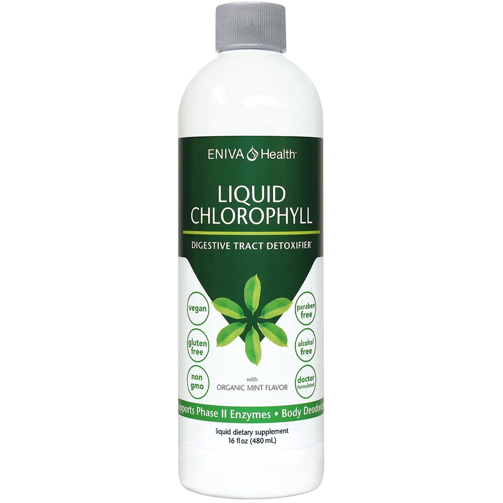 Eniva Health Liquid Chlorophyll Vegan | Immunity | Detox & Cleanse | Clear Skin | Energy Boost | Gut Health | Internal Deodorant | USA Manufacture | Mulberry Source | Mint | 16 Fl Oz Bottiglia