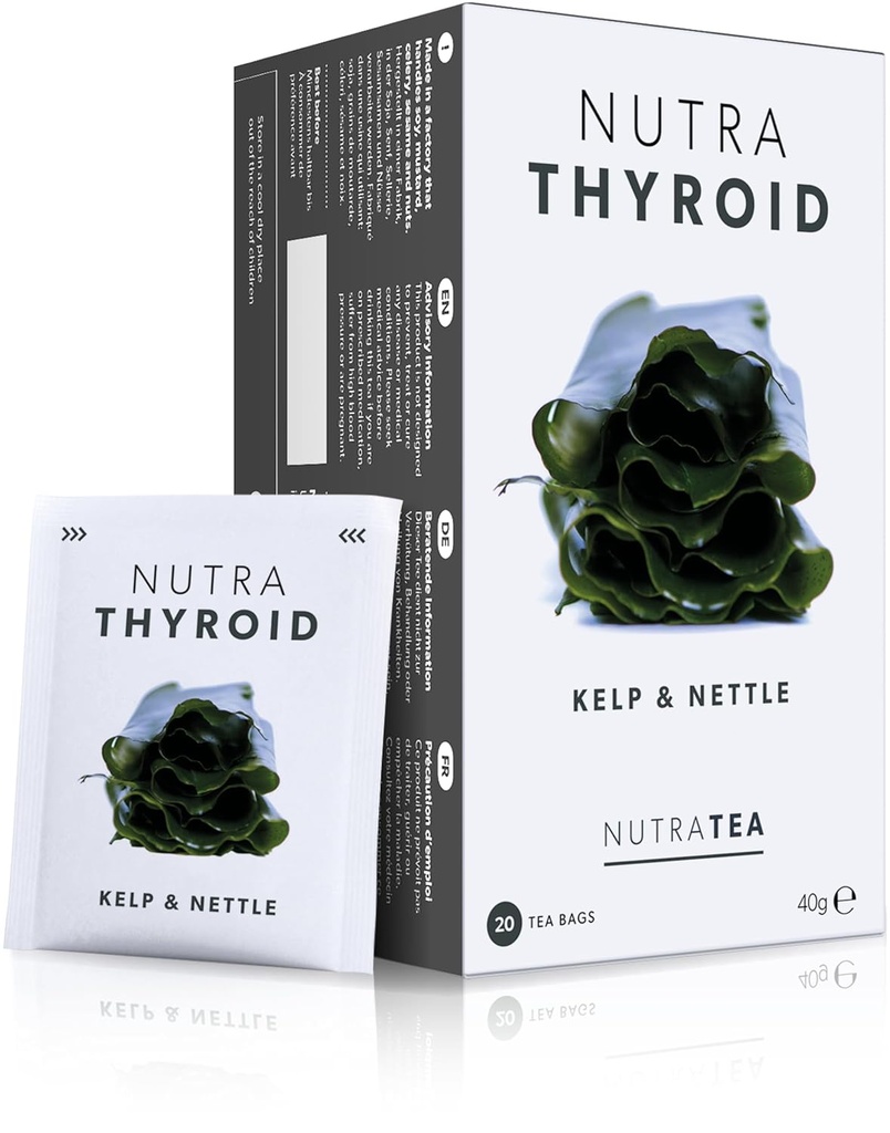 NUTRATHYROID - Thyroid Health Tea | Metabolism Tea - Fornire il supporto tiroideo - Include Kelp, Bladderwrack & Ashwagandha - 60 buste di tè sviluppate - da Nutra Tea - Herbal Tea - (3 Pack)