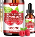 Supplemento di citrato di magnesio di potassio, gocce di citrato di magnesio liquido 500mg con Ashwagandha, calcio, zinco, vitamina D3, B6, B12, CoQ10 - Vegan 2 fl oz Raspberry Flavor