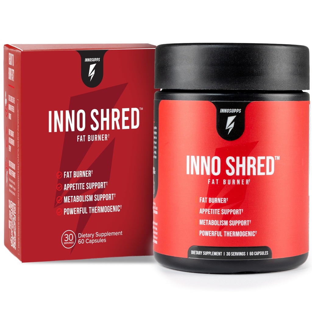 Inno Shred Thermogenic Fat Burner for Men & Women - Appetite Suppressant, Energy & Metabolism Support with Capsimax, Paradoxine, Green Tea Extract - 60 Capsule, 30 Serve