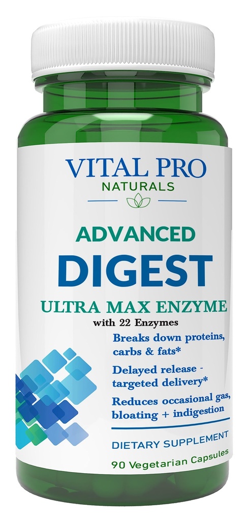 Vital Pro Naturals – Supporti di enzima digestivo naturale avanzati Ripartizione di proteine, grassi e carboidrati e riduce occasionalmente gas, gonfiore e indigestione 90 capsule