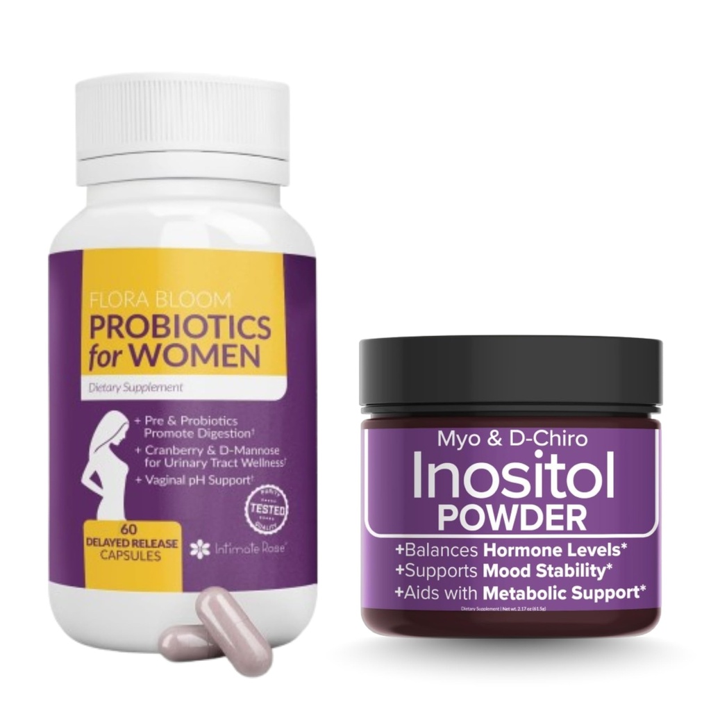 Risparmiare il 10% sulla salute delle donne & benessere Bundle – Probiotici vaginali completi + Myo & D-Chiro Polvere di inositolo per l'equilibrio ormonale, il fegato e il supporto urinario