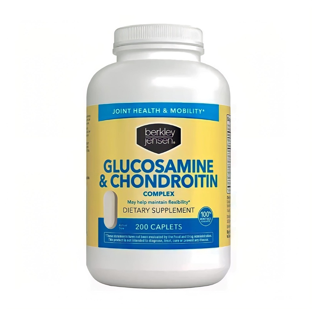 Berkley Jensen Glucosamine Chondroitin MSM Boswellia Complex - Supplemento dietetico avanzato a tripla resistenza per giunti, legamenti, tendoni, ossa, supporto di tessuto connettivo, 200 caplets (Pack of 1)