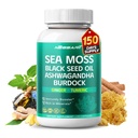 Sea Moss Supplement - 16-in-1 Miscela naturale con olio di semi neri Ashwagandha Burdock Bladderwrack Ginger Dandelion - 150 Conte - Made & Tested in USA