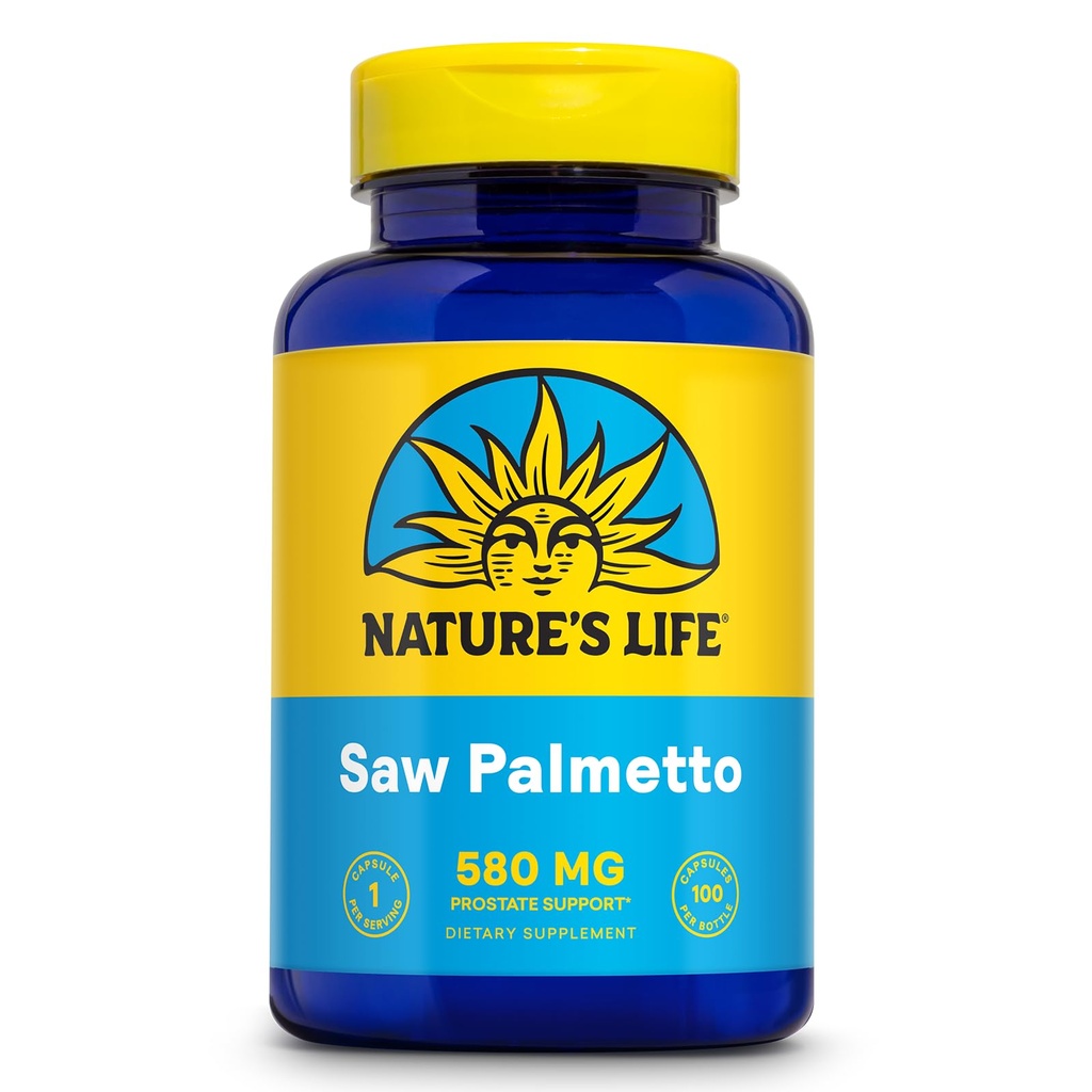 La vita della natura ha visto Palmetto per gli uomini 580mg - Integratore Prostatico Tradizionale - Salute degli uomini, Prostatico e Urinary Tract Support w/Beta Sitosterol Sterols, 60-Day Guarantee, 100 Serv, 100 Capsule