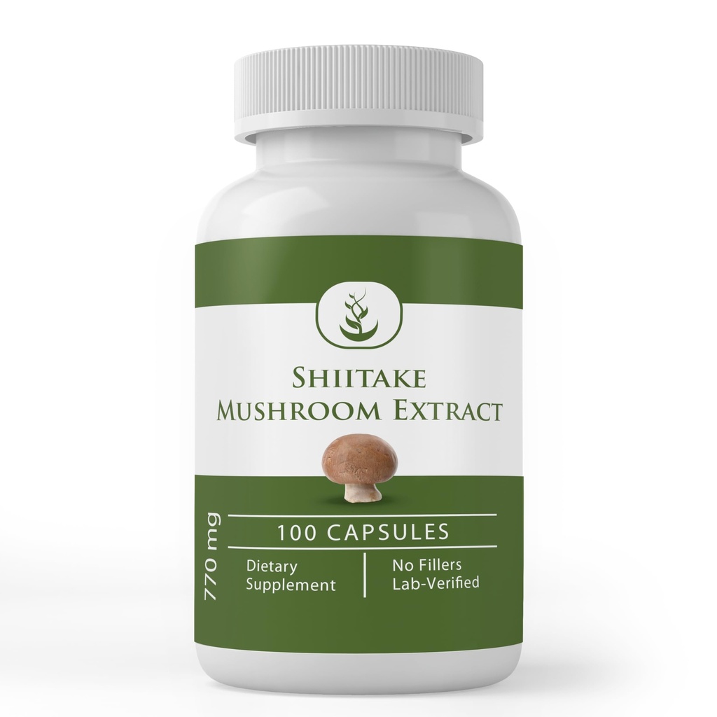 Pure ingredienti originali Shiitake Mushroom Extract (100 capsule) Sempre puro, nessun Additivi o Filler, Lab verificato