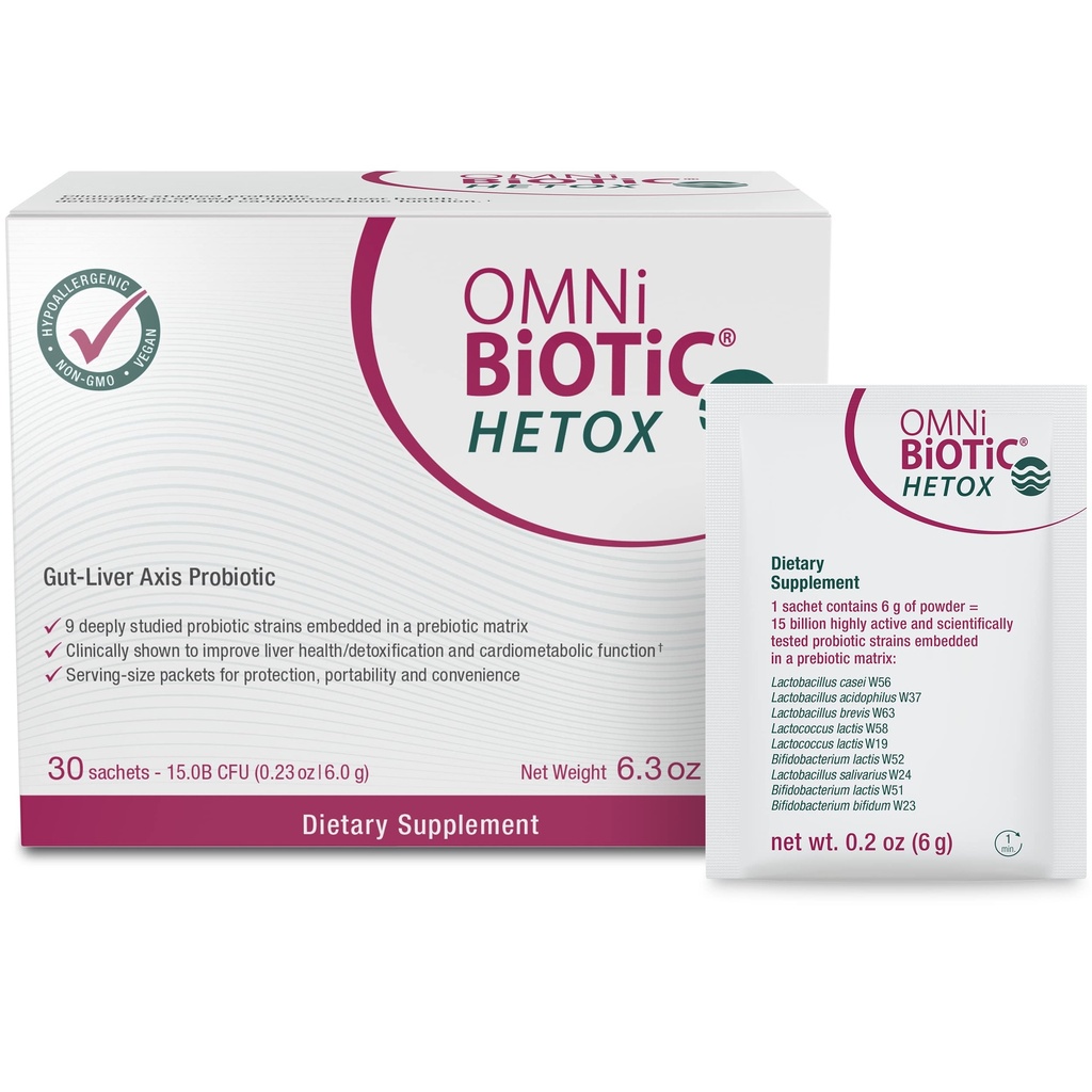 OMNi BiOTiC HETOX Probiotic Liver Detox - Bifidobacterium & Lactobacillus Probiotic Supplement - Supporto anallergico Gut-Liver - Detox non OMO per uomini e donne