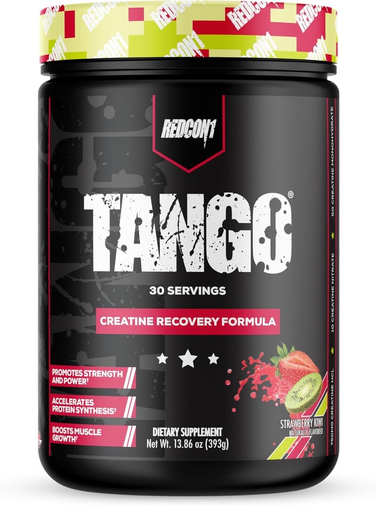 REDCON1 Tango Creatina Polvere, Fragola Kiwi - Zucchero Libero + Keto Friendly Creatina Supplemento - Betaine Anhydrous per la resistenza e resistenza del muscolo (30 Serve)