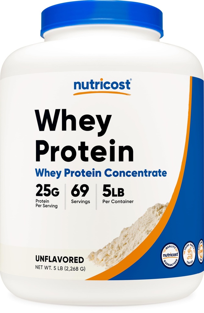 Polvere di proteine del siero di Nutricost, non aromatizzata, 5 libbre - dal concentrato di proteine del siero