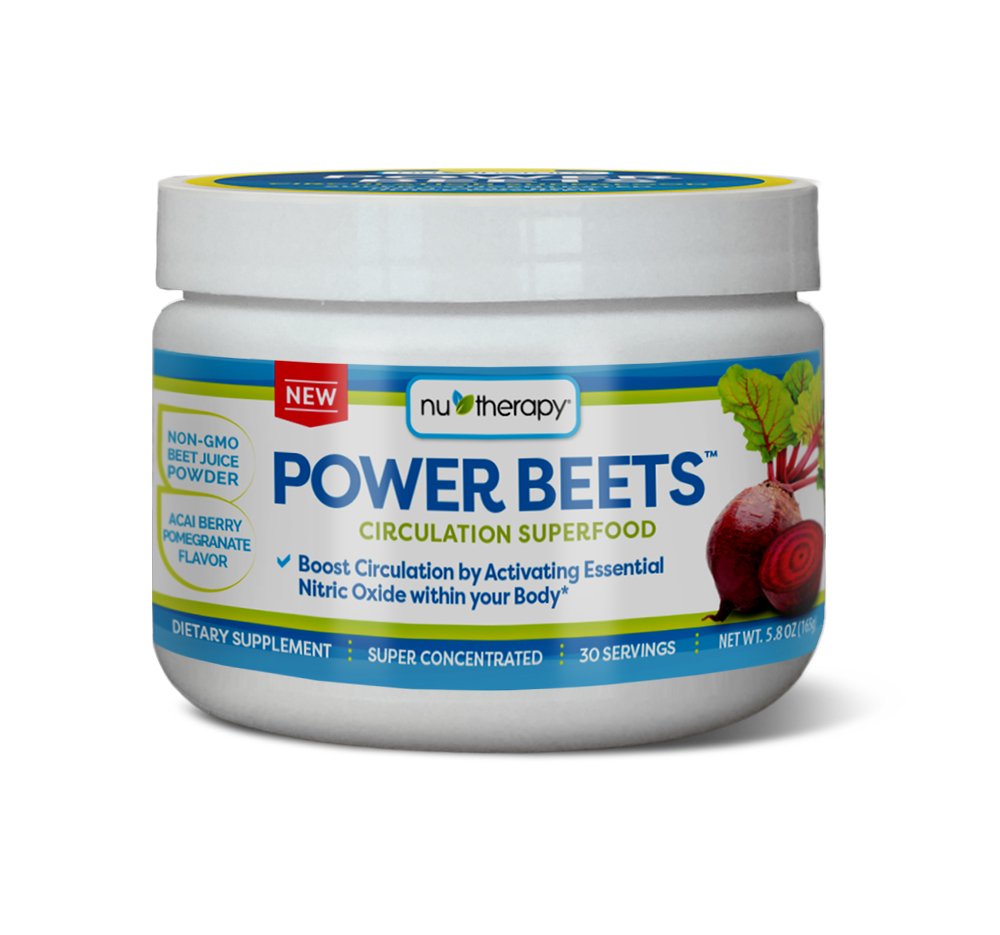 Nu-terapy Power Beets - Super Concentrated Circulation Superfood - Supplemento dietetico – Delizioso Acai Berry Pomegranate Flavor – Non OGM Beet Juice Powder - 30 Serve, rosso, 5.8 Ounce (Pack of 1)