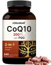 NatureBell CoQ10 200 mg con PQQ, 240 capsule vegetali | Forma ad alto assorbimento stabile – Supporto antiossidante per il cuore, & Energy Health – Supplemento ad alta resistenza Coenzyme Q10