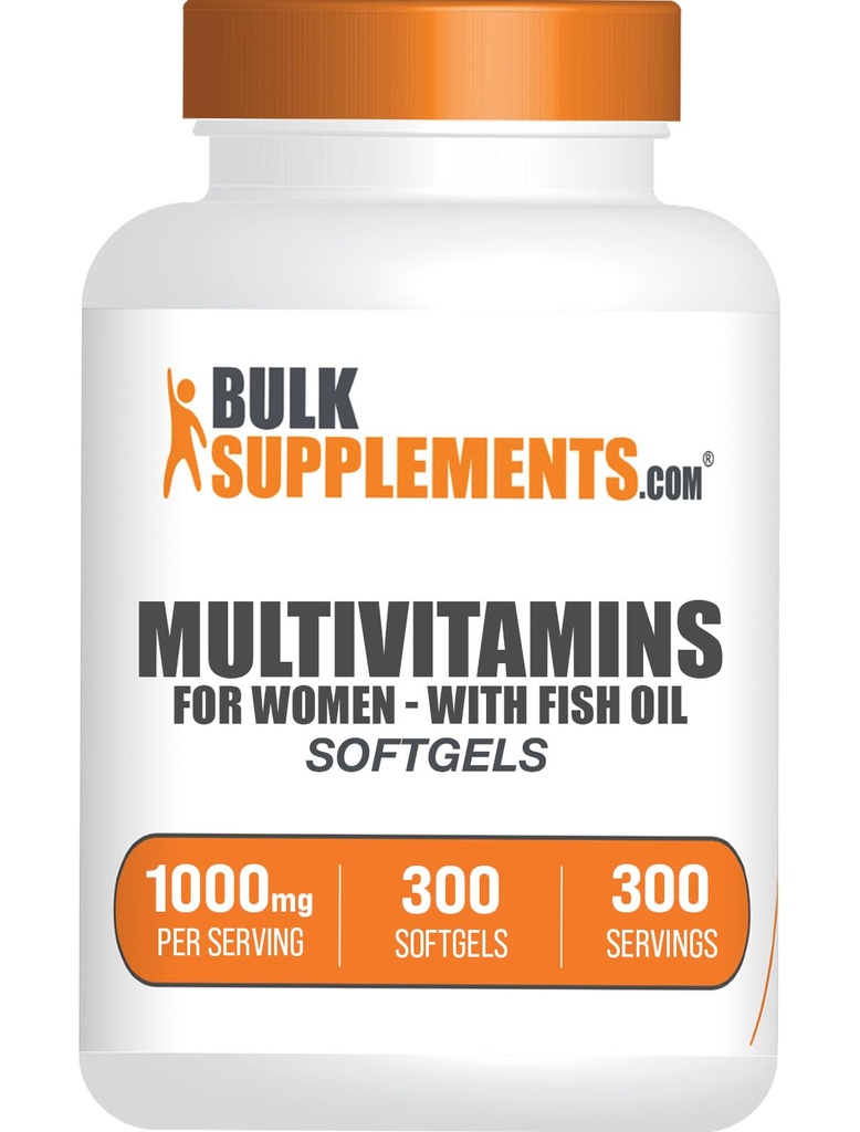 BulkSupplements.com Multivitamin per le donne Softgels - Multivitaminico femminile con ferro, supplemento multiminerale, con olio di pesce - senza glutine, 1 Softgel per porzione, 300 conteggio (pacchetto di 1)