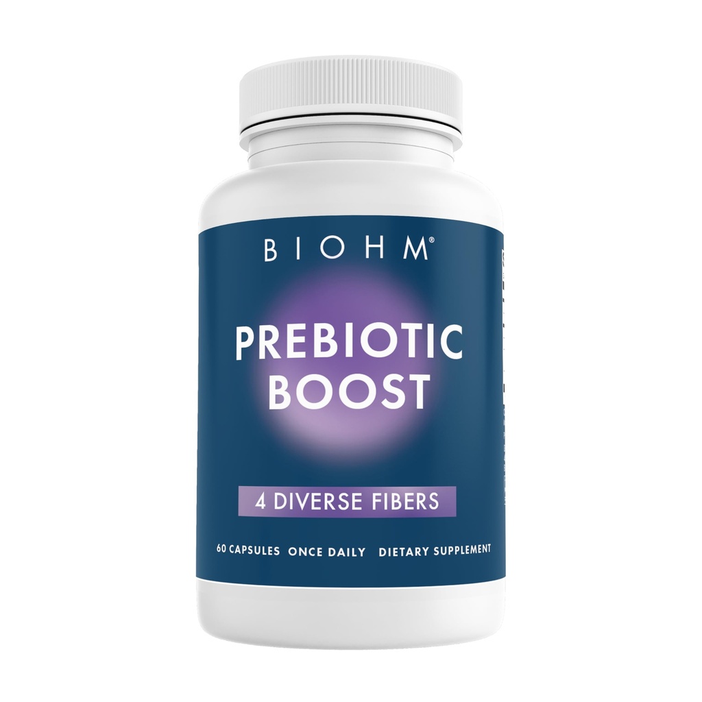 Integratore di fibra prebiotica BIOHM (60 capsule) 4 fibre dietetiche diverse per sostenere l'ambiente probiotico, aiuta a migliorare la salute del fegato e il sistema immunitario, include Inulin & polvere di pectina di mela