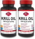 Olio di Krill Antartico, 1000mg Caps con Astaxanthin, Omega-3, EPA, DHA, Immune, Joint & Brain Support, 60 Softgels (Pack of 2)
