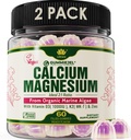 2 Pack - Gummie di calcio a base vegetale 600mg con vitamina D3 K2, magnesio, zinco per la forza di ossa, integratori di calcio senza zucchero per le donne e gli uomini ( Vegan) da alghe rosse sostenibili