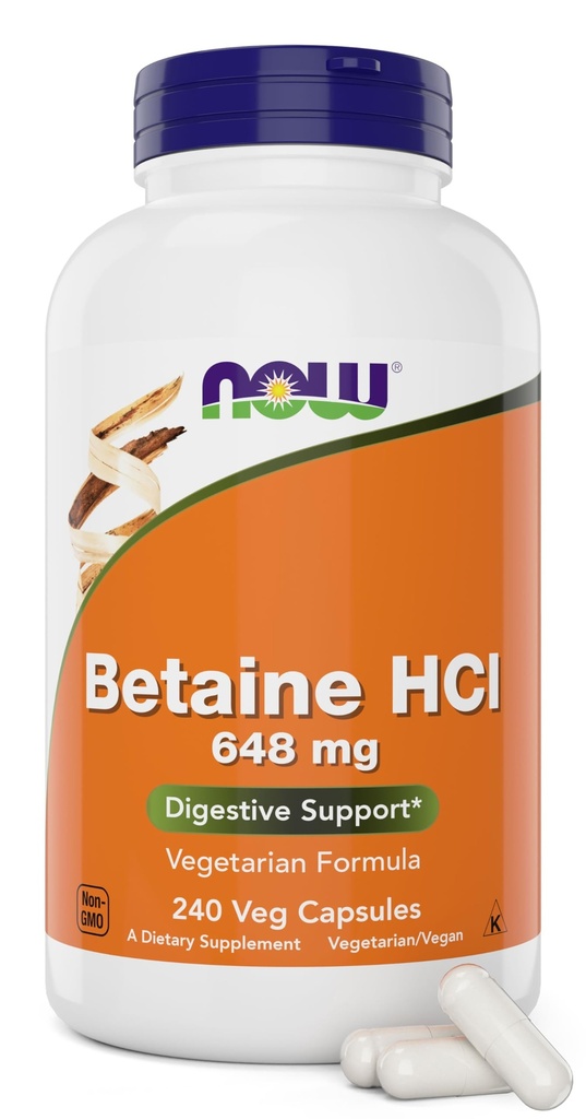 Ora Betaine HCl 648mg 240 capsule di veg (Pack of 2) - Integratore di enzimi digestivi - potenziato con Proteasi di pepsina per il supporto della digestione proteica