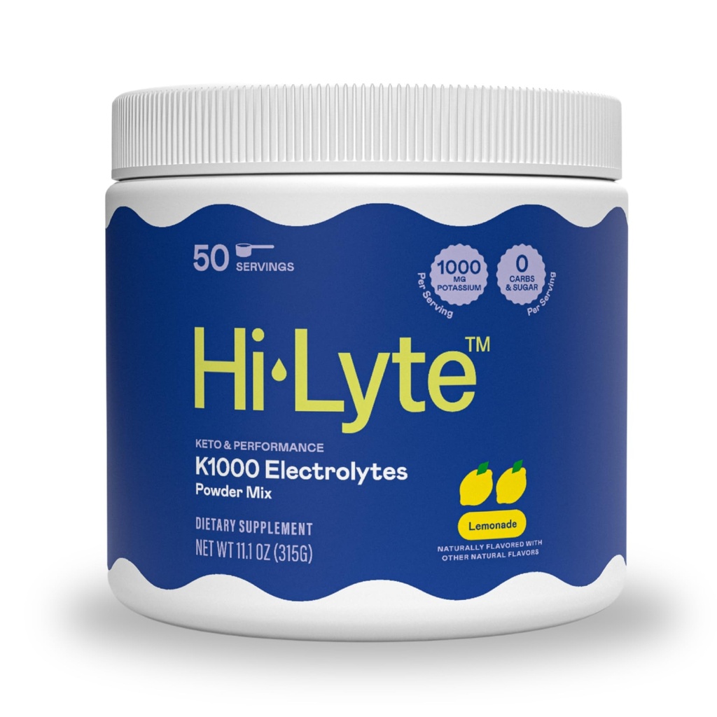 Hi-Lyte Keto K1000 Polvere di elettrolita | Limonata | Miscela di bevanda di supplemento di idratazione | Boost Energy & Beat Leg Cramps | No Sugar, No Maltodextrin | 50 Serve